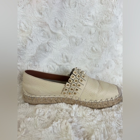 Valentino Rockstud Leather Espadrille Platform Flats - Picture 5 of 16